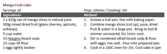 Mango Fruit Cake recipe