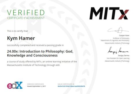 Intro to Philosophy certificate